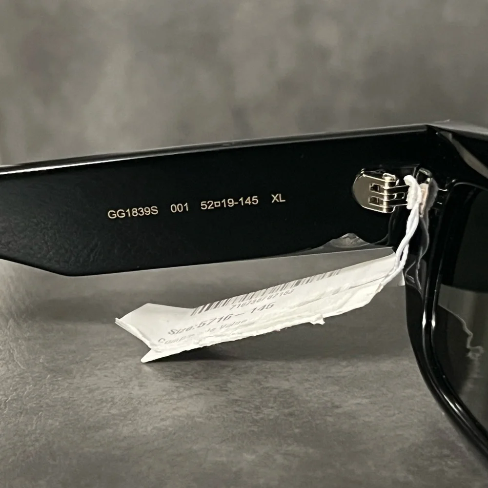 Gucci Men's GG1839SM Miami 52mm Rectangle Sunglasses Black Sunglasses NWT 490$